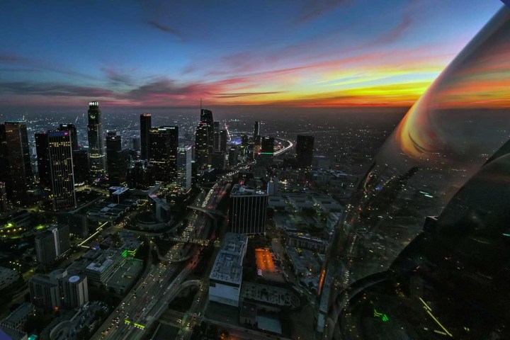 a view of a city at night